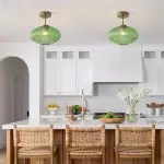 Jorik Natural Green Ribbed Glass Oval Ceiling Light