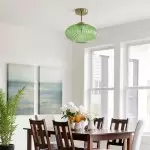 Jorik Natural Green Ribbed Glass Oval Ceiling Light