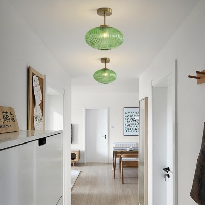 Jorik Natural Green Ribbed Glass Oval Ceiling Light Jorik Natural Green Ribbed Glass Oval Ceiling Light