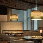 Lyzar Rustic Tiered Rattan Fabric Pendant Light