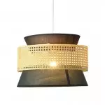 Lyzar Rustic Tiered Rattan Fabric Pendant Light