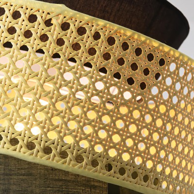 Lyzar Rustic Tiered Rattan Fabric Pendant Light