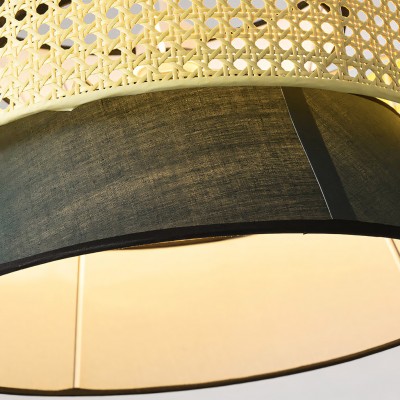 Lyzar Rustic Tiered Rattan Fabric Pendant Light