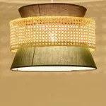 Lyzar Rustic Tiered Rattan Fabric Pendant Light