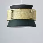 Lyzar Rustic Tiered Rattan Fabric Pendant Light