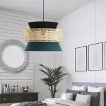 Lyzar Rustic Tiered Rattan Fabric Pendant Light