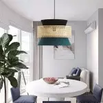 Lyzar Rustic Tiered Rattan Fabric Pendant Light