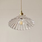 Fyron Retro Clear Brass Glass Pleated Pendant Light