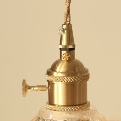 Fyron Retro Clear Brass Glass Pleated Pendant Light Fyron Retro Clear Brass Glass Pleated Pendant Light