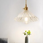 Fyron Retro Clear Brass Glass Pleated Pendant Light