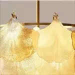 Cyan Champagne Ginkgo Leaf Textured Glass Chandelier Cyan Champagne Ginkgo Leaf Textured Glass Chandelier