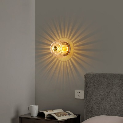 Rynik Mini Glass Sun Shape Full Copper Dual Purpose Flush Mount Light Rynik Mini Glass Sun Shape Full Copper Dual Purpose Flush Mount Light