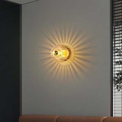 Rynik Mini Glass Sun Shape Full Copper Dual Purpose Flush Mount Light Rynik Mini Glass Sun Shape Full Copper Dual Purpose Flush Mount Light