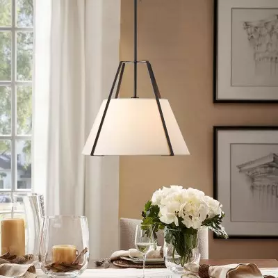 Zevran Farmhouse Metal Cone Fabric Pendant Light Zevran Farmhouse Metal Cone Fabric Pendant Light