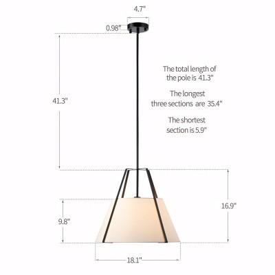 Zevran Farmhouse Metal Cone Fabric Pendant Light Zevran Farmhouse Metal Cone Fabric Pendant Light