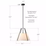 Zevran Farmhouse Metal Cone Fabric Pendant Light