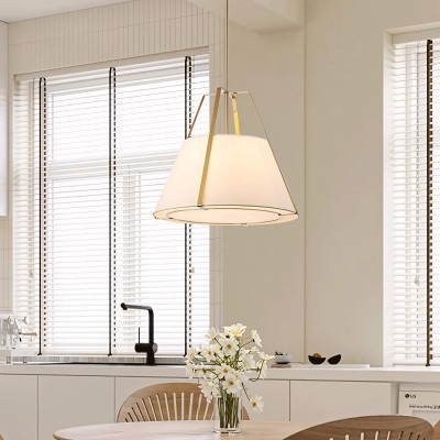 Zevran Farmhouse Metal Cone Fabric Pendant Light Zevran Farmhouse Metal Cone Fabric Pendant Light