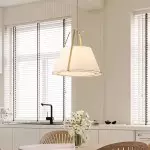 Zevran Farmhouse Metal Cone Fabric Pendant Light