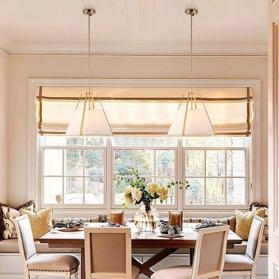 Zevran Farmhouse Metal Cone Fabric Pendant Light Zevran Farmhouse Metal Cone Fabric Pendant Light
