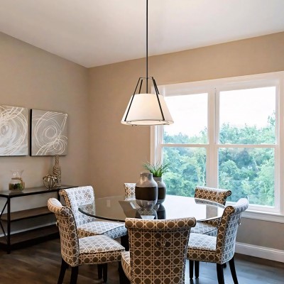 Zevran Farmhouse Metal Cone Fabric Pendant Light Zevran Farmhouse Metal Cone Fabric Pendant Light