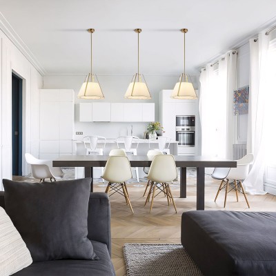 Zevran Farmhouse Metal Cone Fabric Pendant Light Zevran Farmhouse Metal Cone Fabric Pendant Light
