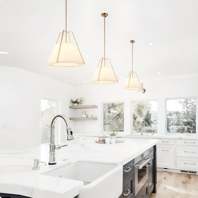 Zevran Farmhouse Metal Cone Fabric Pendant Light Zevran Farmhouse Metal Cone Fabric Pendant Light