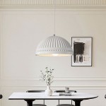 Zathis French White Dome Striped Resin Pendant Light
