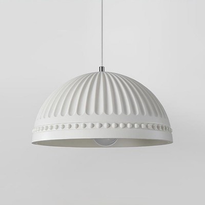 Zathis French White Dome Striped Resin Pendant Light Zathis French White Dome Striped Resin Pendant Light