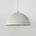 Zathis French White Dome Striped Resin Pendant Light