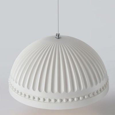Zathis French White Dome Striped Resin Pendant Light Zathis French White Dome Striped Resin Pendant Light