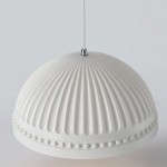 Zathis French White Dome Striped Resin Pendant Light