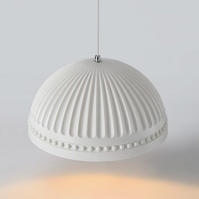 Zathis French White Dome Striped Resin Pendant Light Zathis French White Dome Striped Resin Pendant Light