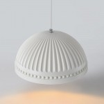 Zathis French White Dome Striped Resin Pendant Light