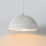 Zathis French White Dome Striped Resin Pendant Light