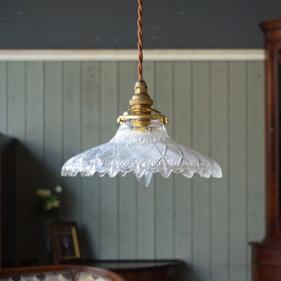 Gyran Retro Brass Lace Glass Pendant Light Gyran Retro Brass Lace Glass Pendant Light