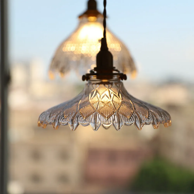 Gyran Retro Brass Lace Glass Pendant Light Gyran Retro Brass Lace Glass Pendant Light
