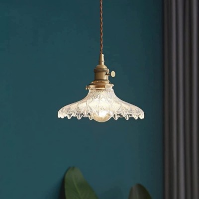 Gyran Retro Brass Lace Glass Pendant Light Gyran Retro Brass Lace Glass Pendant Light