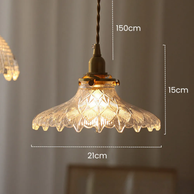 Gyran Retro Brass Lace Glass Pendant Light Gyran Retro Brass Lace Glass Pendant Light