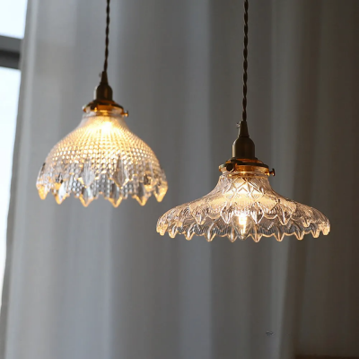 Gyran Retro Brass Lace Glass Pendant Light Gyran Retro Brass Lace Glass Pendant Light