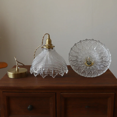 Gyran Retro Brass Lace Glass Pendant Light Gyran Retro Brass Lace Glass Pendant Light