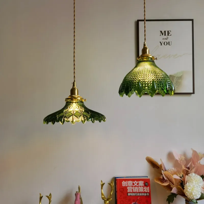 Gyran Retro Brass Lace Glass Pendant Light Gyran Retro Brass Lace Glass Pendant Light