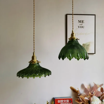 Gyran Retro Brass Lace Glass Pendant Light Gyran Retro Brass Lace Glass Pendant Light