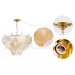 Cyan Champagne Ginkgo Leaf Textured Glass Chandelier Cyan Champagne Ginkgo Leaf Textured Glass Chandelier