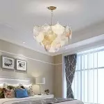 Cyan Champagne Ginkgo Leaf Textured Glass Chandelier Cyan Champagne Ginkgo Leaf Textured Glass Chandelier