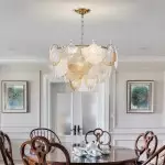 Cyan Champagne Ginkgo Leaf Textured Glass Chandelier Cyan Champagne Ginkgo Leaf Textured Glass Chandelier