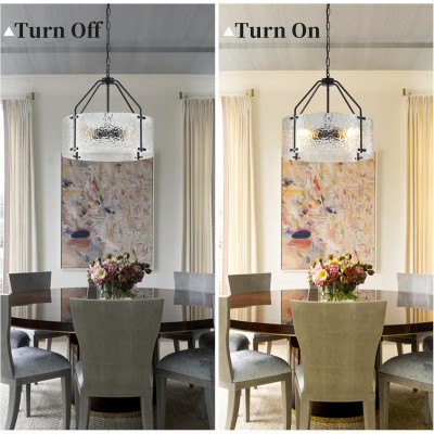 Elys Modern Water Corrugated Glass Drum Shade Pendant Light Elys Modern Water Corrugated Glass Drum Shade Pendant Light