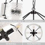 Elys Modern Water Corrugated Glass Drum Shade Pendant Light