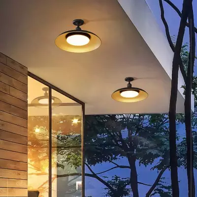 Khyler Scandinavian Carbonized Steel Round Waterproof Ceiling Light Khyler Scandinavian Carbonized Steel Round Waterproof Ceiling Light