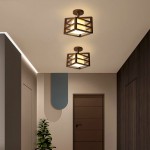 Talvor Walnut Solid Wood Frame Semi Flush Mount Ceiling Light
