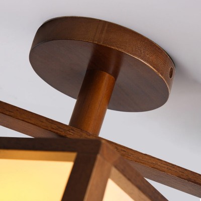 Talvor Walnut Solid Wood Frame Semi Flush Mount Ceiling Light